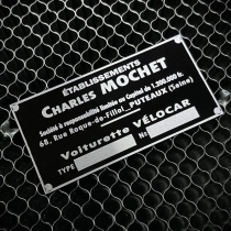 Plaque constructeur Mochet Voiturette Vélocar AV 1950