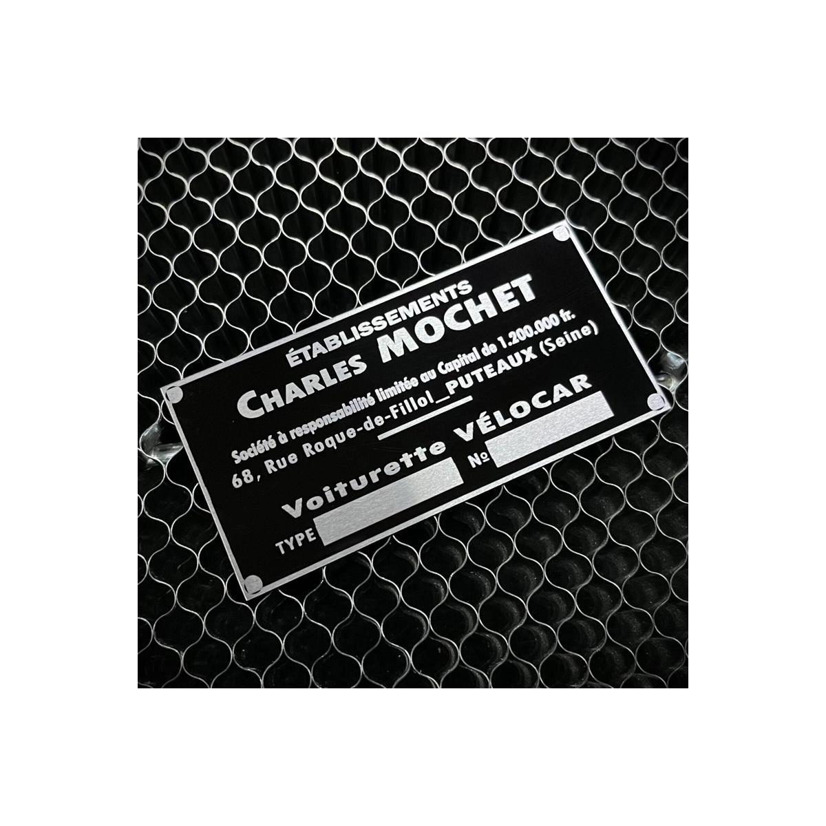 Plaque constructeur Mochet Voiturette Vélocar AV 1950