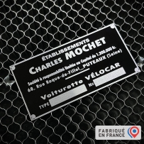 Plaque Constructeur Mochet Vélocar AV1950 - Reproduction Aluminium