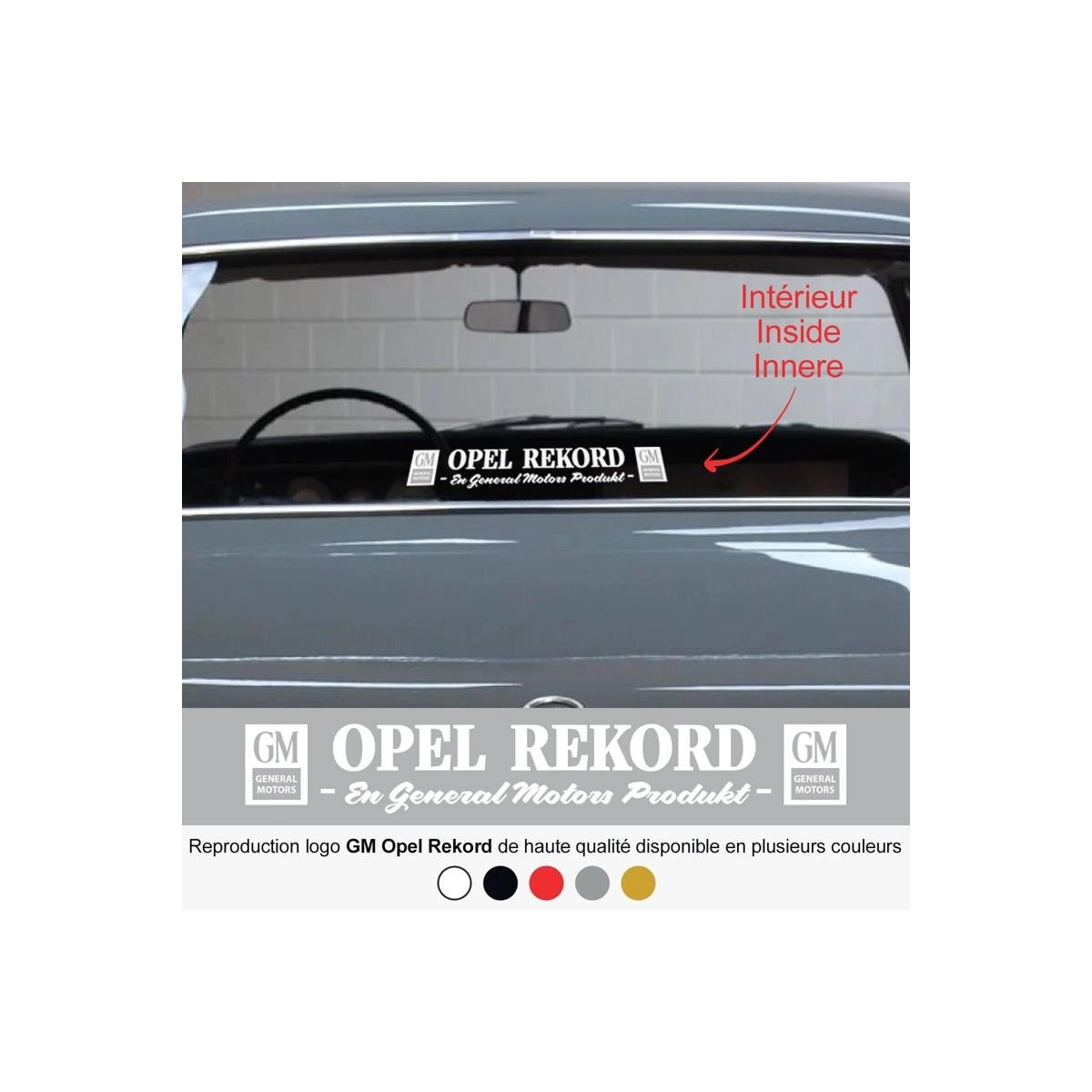 Sticker - logo GM Opel Rekord - 5 couleurs - Haute résistance