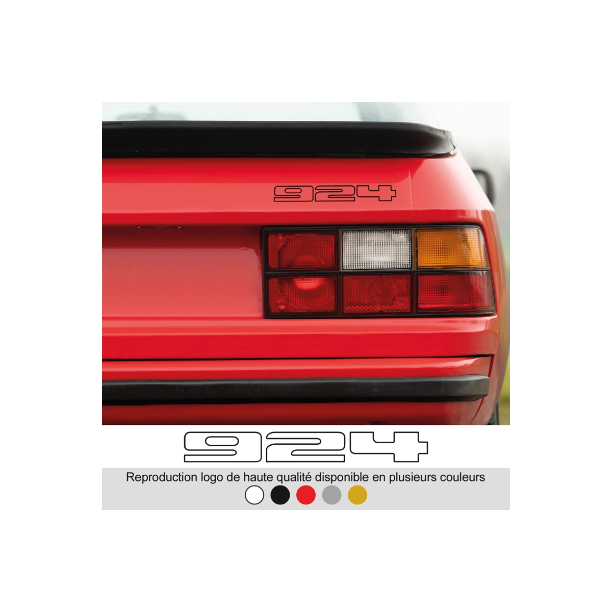 Sticker - logo Porsche 924 contour - 5 couleurs - Haute résistance