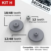Kit H – Engrenage pour Compteur AUDI, BMW E30, MERCEDES, VOLVO (VDO & MotoMeter)