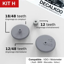 Kit H – Engranaje para Cuentakilómetros AUDI, BMW E30, MERCEDES, VOLVO (VDO & MotoMeter)